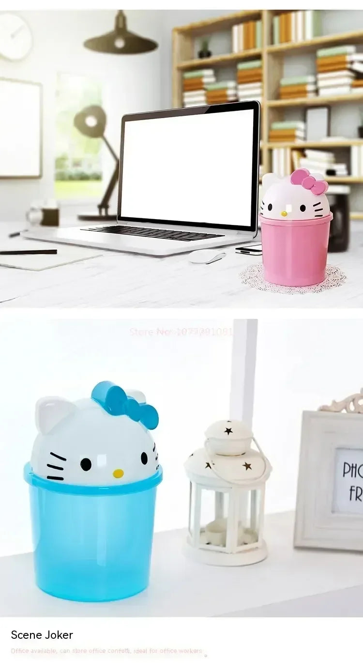 Sanrio Hello Kitty Kawaii Trash Can – Cute Dustbin for Bedroom & Living Room Garbage Disposal