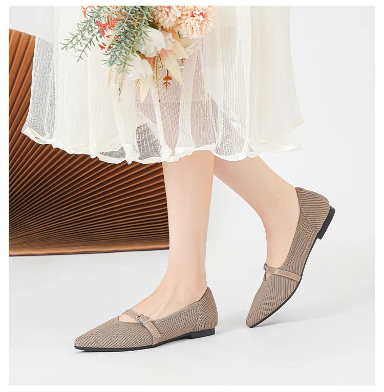 2024 Women's Flat Shoes – Pointed Toe Soft Knitted Sole, Breathable & Comfortable Spring and Autumn New Model