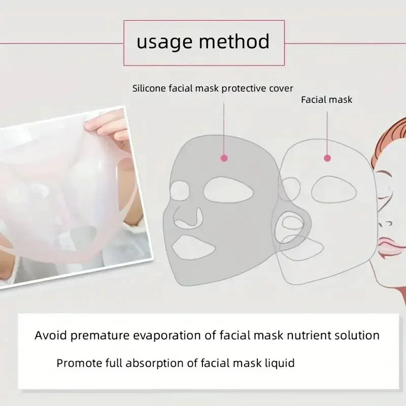 Reusable Silicone Mask Cover for Nourishing Skin - 3D Anti-Evaporation Face Sheet Mask Protective Case