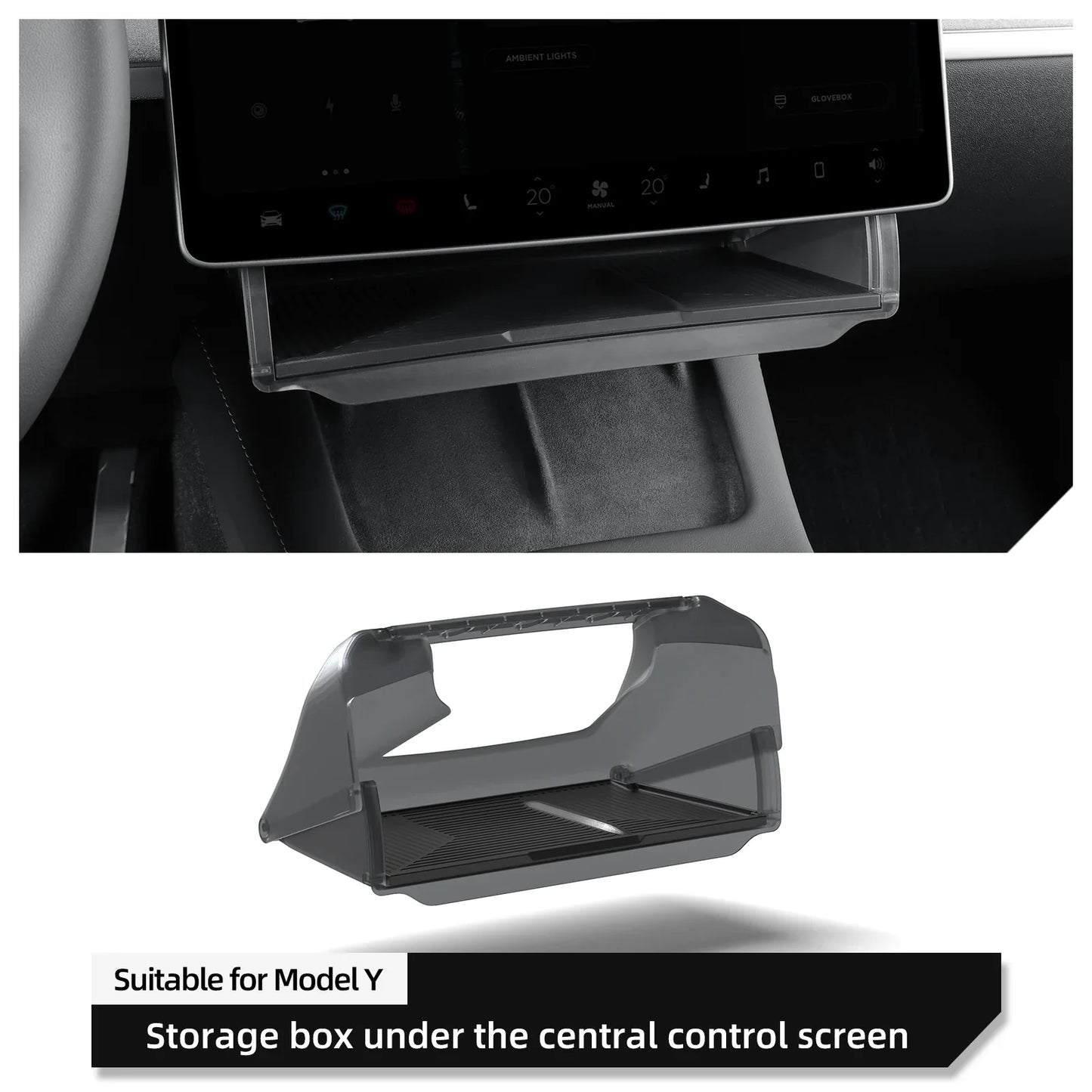 Tesla Model Y 2024 Car Storage Box – Hidden Organizer Tray Under Central Control Screen, Fits Model 3 2021-2022