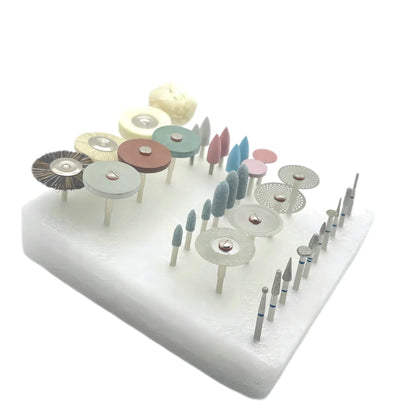 35pcs Dental HP Kit for Grinding & Polishing Ceramic Porcelain – Diamond Burs Brush Dentist Tool Set