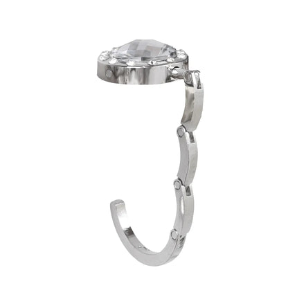Crystal Alloy Foldable Table Hook: Round Portable Desk Hanger for Hanging Purse Bag