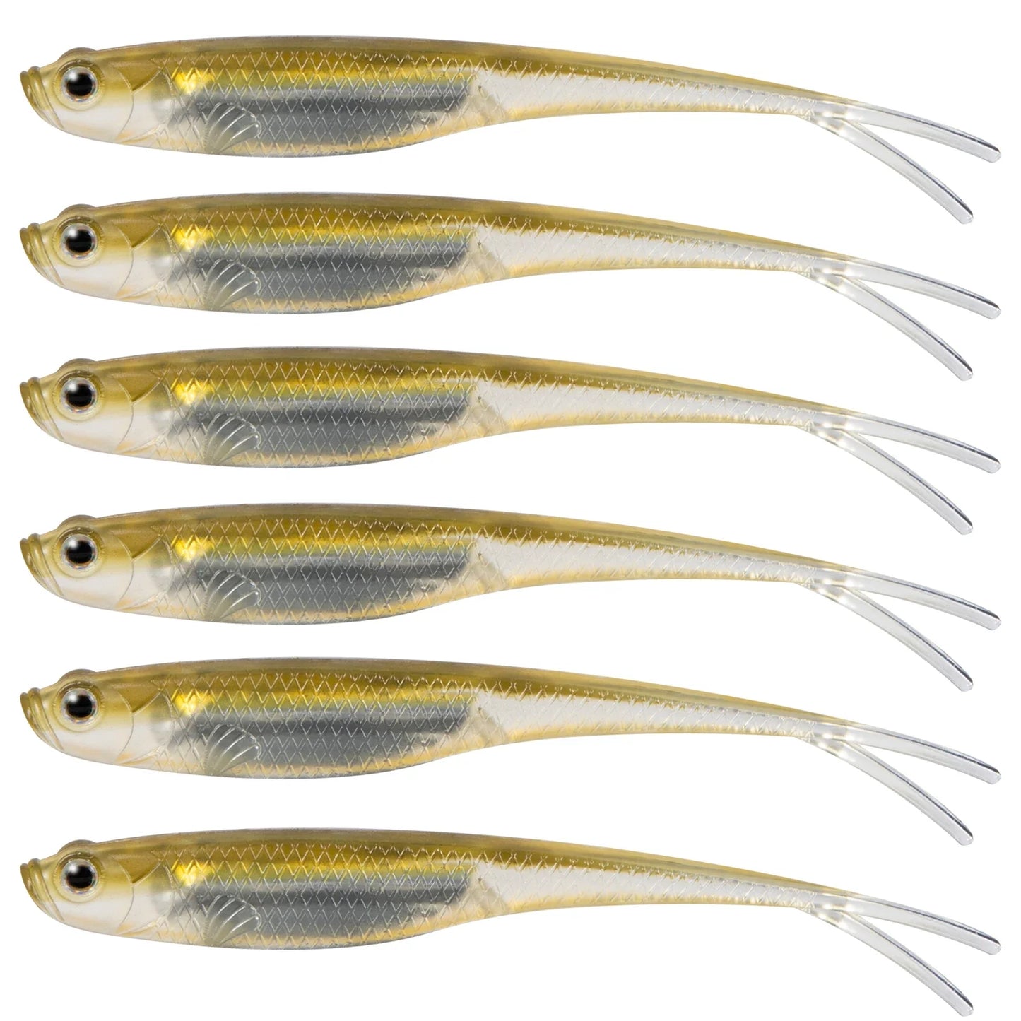 Dr.Fish 5/6pcs Soft Fishing Lures — Saltwater Silicone Fork Tail Drop Shot Baits for Bass, Trout, Pike, Walleye, Weedless