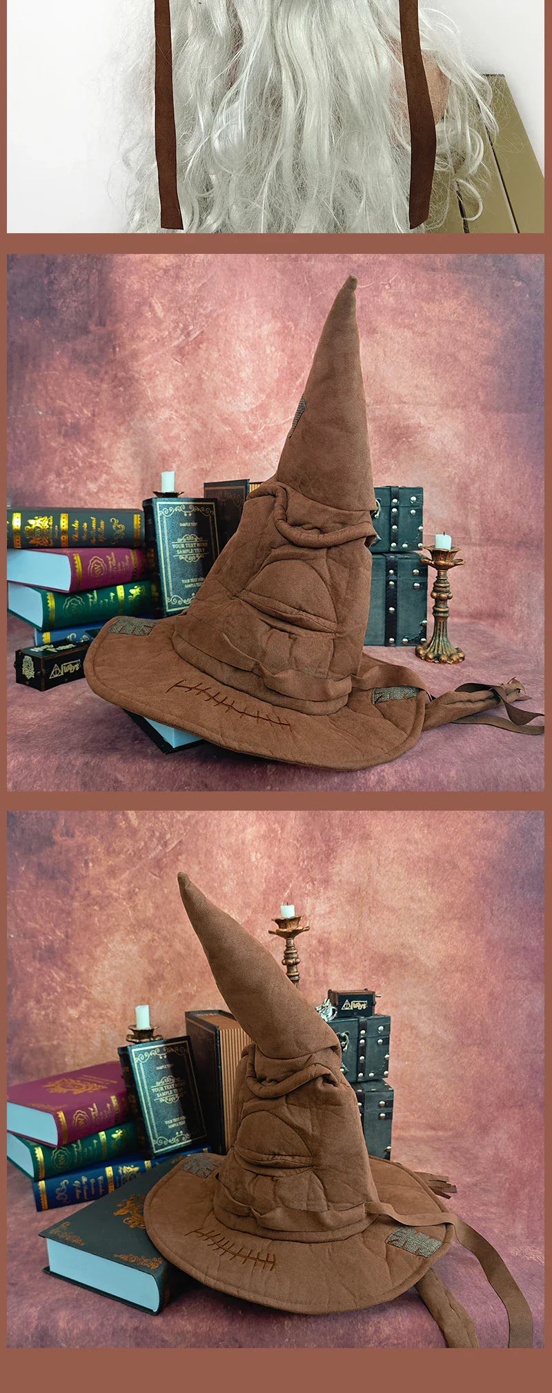 Fashion Witch & Wizard Sorting Hat – Leather Halloween Party Cosplay Accessory for Men