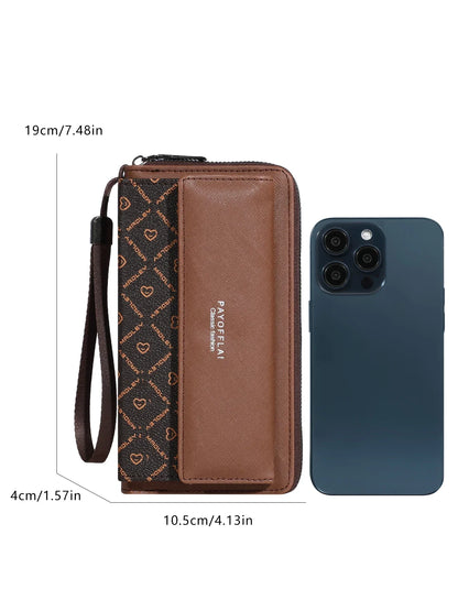 Classic Men’s Faux Leather Wallet – Bifold with Snap Closure, Zipper Card Holder & Photo Slot, Color Block Design