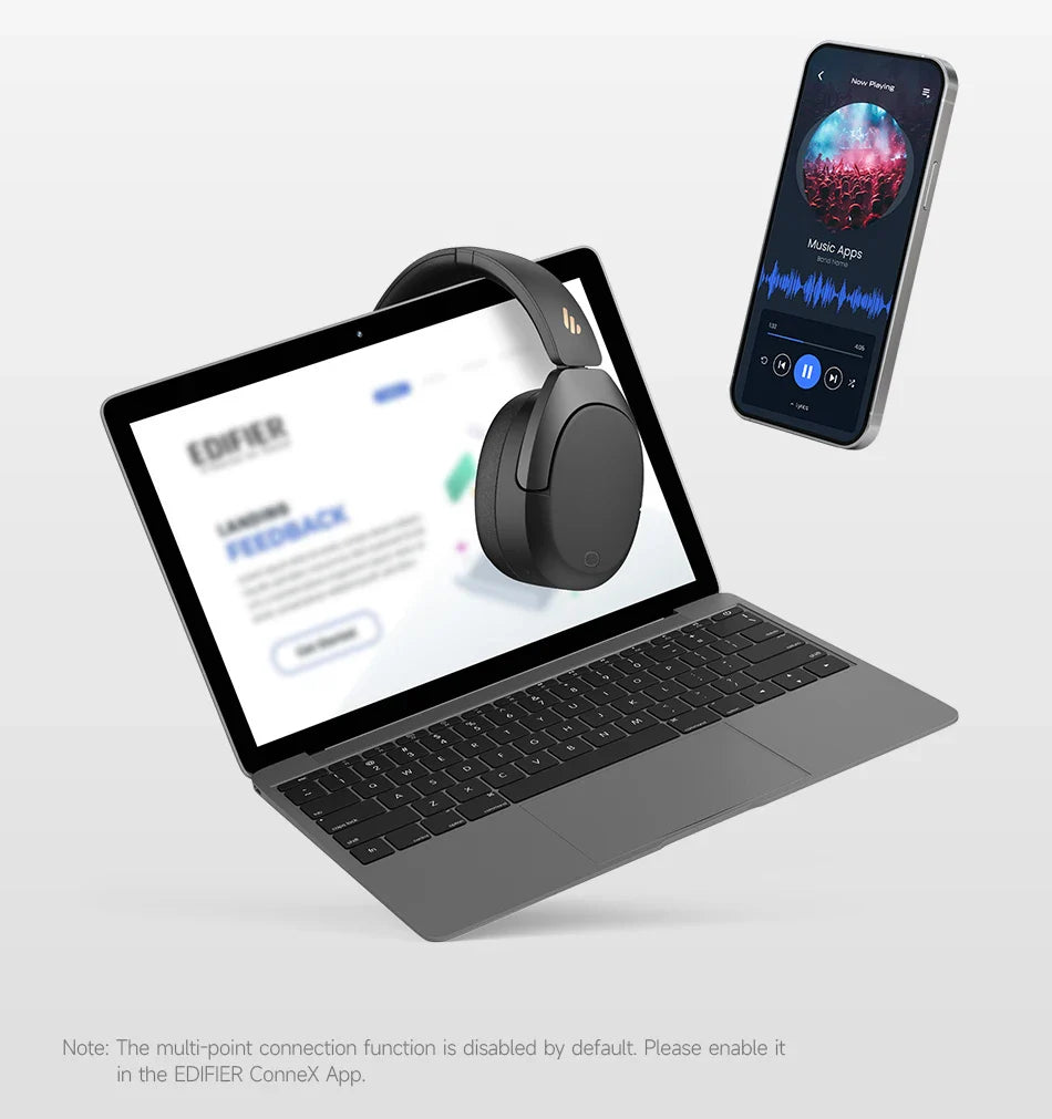 Edifier W830NB Wireless Bluetooth 5.4 Headphones | Active Noise Cancelling Hi-Res Over-Ear Headset, LDAC, Foldable, 94H Playtime