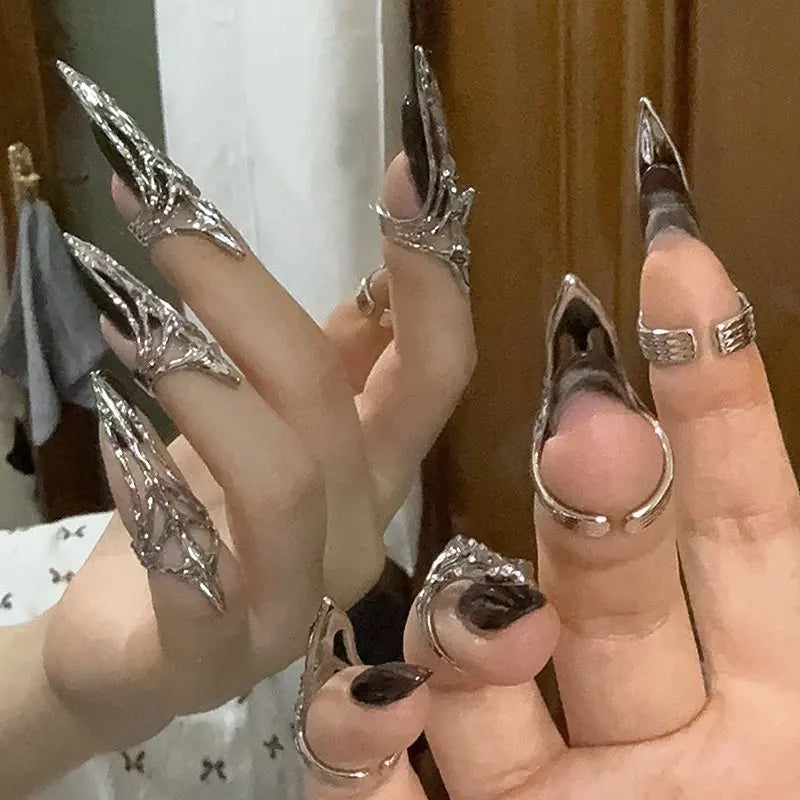 New Gothic Rock Punk Fingertip Nail Ring | Metal Manicure Jewelry Accessories for Women, Party & Gift for Girlfriends