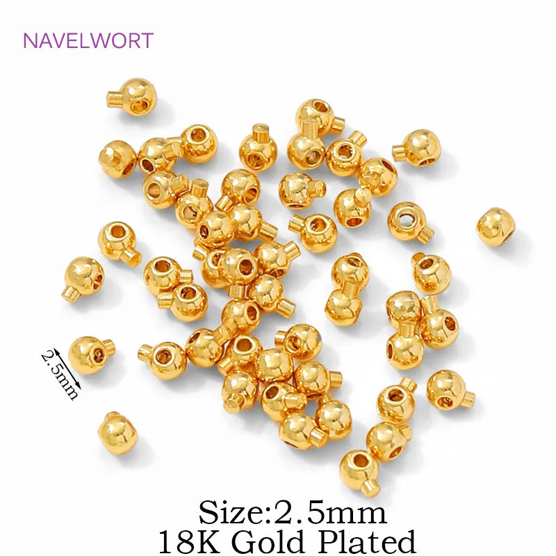18K Gold Plated Round Crimp Beads — Brass Jewelry Making Supplies for DIY Bracelets & Accessories