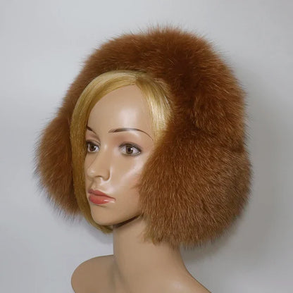 Real Fox & Raccoon Fur Earmuffs – Warm Winter Ear Warmer for Women and Girls, Plush Genuine Fur Accessory