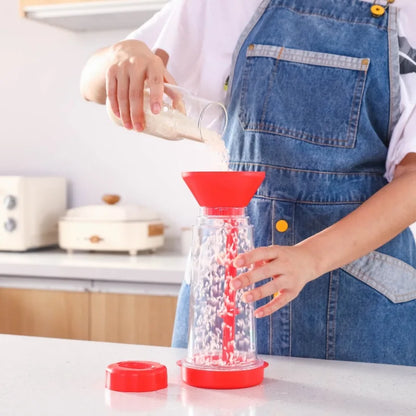 Rotating Flour Sieve Cup: Hand-Held Semi-Automatic Mixer for Household Baking - Plastic Kitchen Gadget