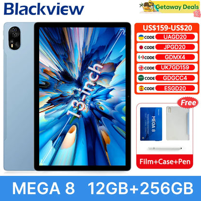 Blackview MEGA 8 Tablet – 13" FHD+ 90Hz Display, 11000mAh, Android 15, 50MP Camera, 4 Speakers, 4G Pad PC