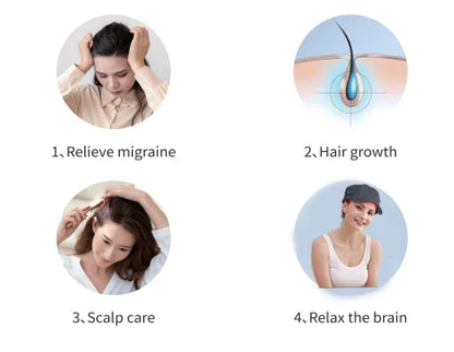 Rechargeable Hair Growth Cap – 2000mAh LED Device for Anti-Hair Loss, Stress & Anxiety Relief, Migraine Reduction, Scalp Massager