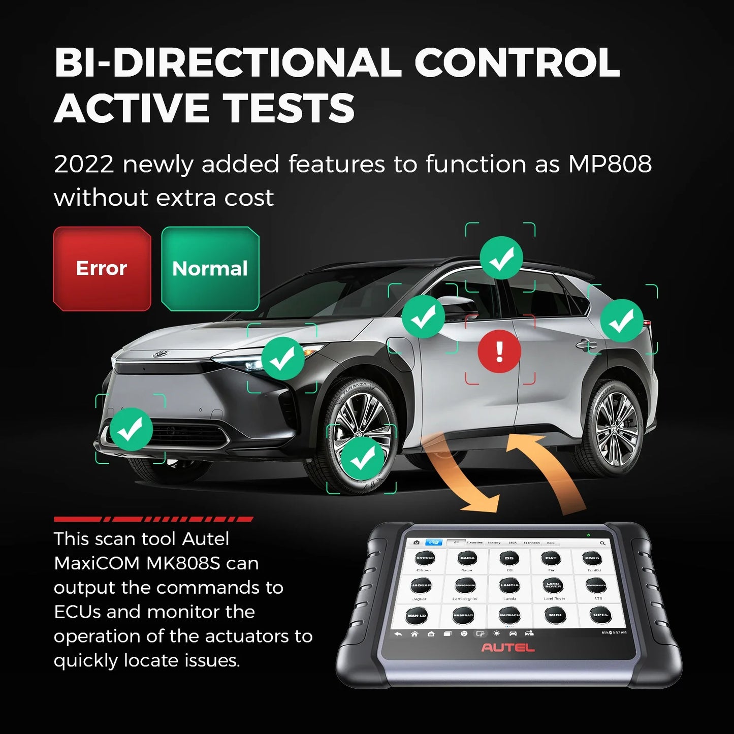 Autel MK808S Pro OBD2 Scanner – Bi-Directional All-System Diagnostic Tool, Code Reader, PK MK808BT & MX808S
