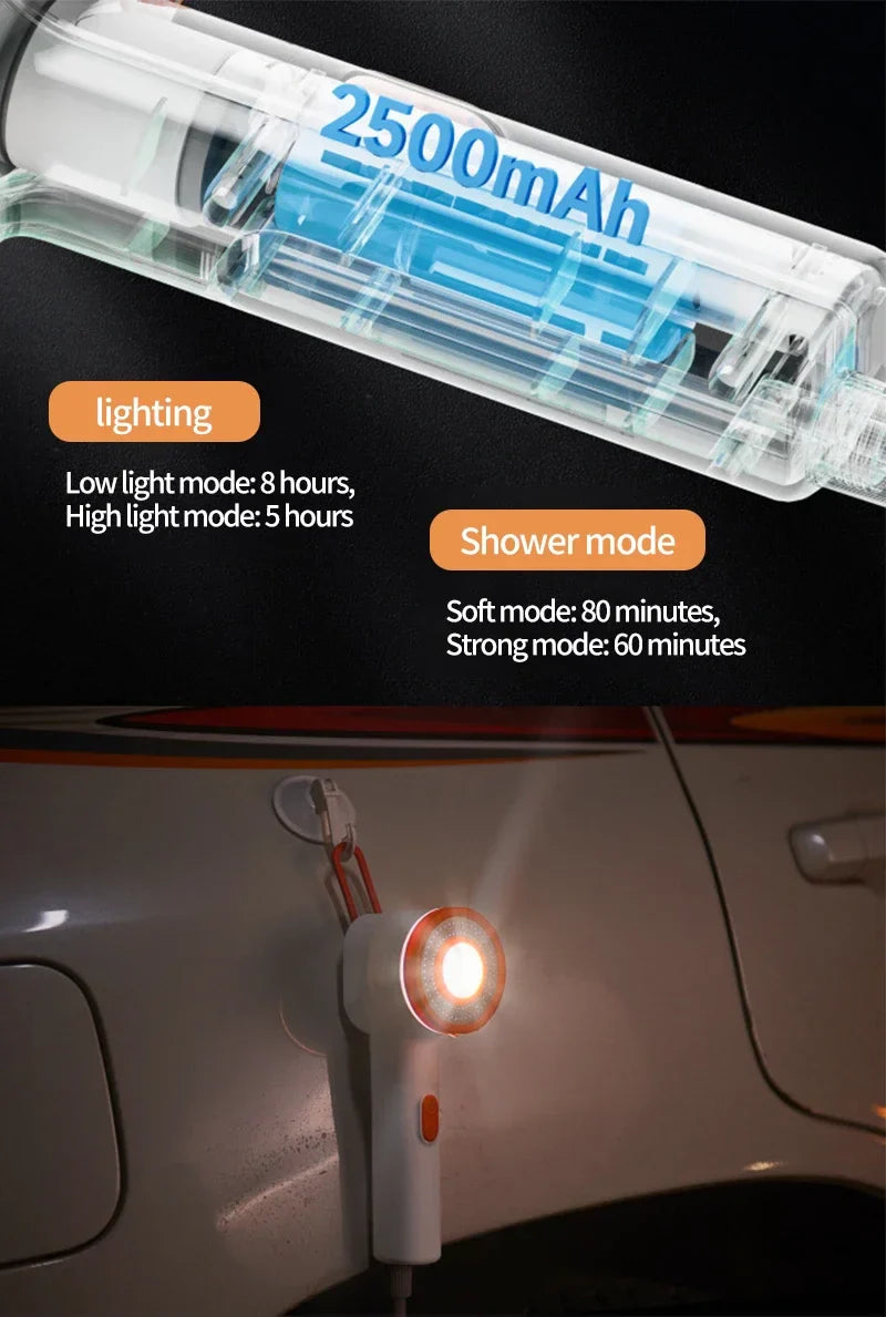 Portable Electric Outdoor Shower – 2500mAh USB Rechargeable Waterproof Showerhead for Camping & Car Wash