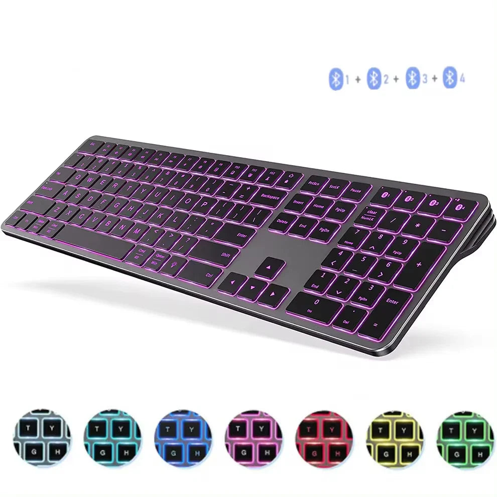 Multi-Device Rechargeable Bluetooth Backlit Wireless Keyboard for Laptop, Tablet & iPad