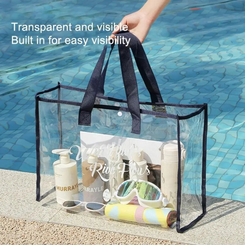 Transparent Waterproof Portable Cosmetic Bag - Fashionable PVC Travel & Beach Bag