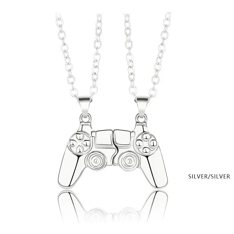 2Pcs Magnetic Couple Necklace Set – Game Controller Friendship Matching BFF Necklaces for Him & Her