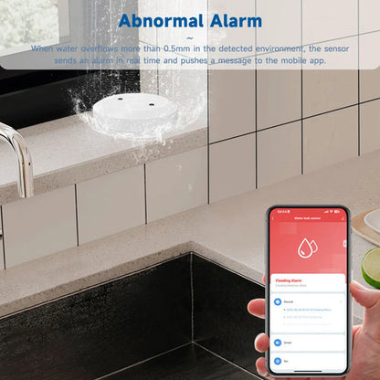 ZigBee Water Sensor - Tuya Leak & Flood Detector for Kitchen/Bathroom, App Remote Monitoring & Home Assistant Support