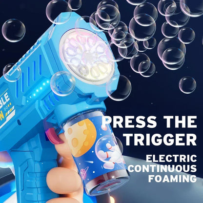Automatic Bubble Gun Rocket - Electric Bubble Blower Toy with Bubble Liquid for Kids’ Beach & Outdoor Fun