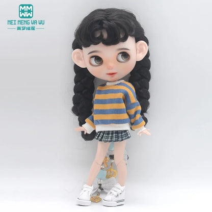 Blythe Doll Accessories Set – Fashion Sweatshirt, Shoe Covers & Sneakers for Blythe & Azone Dolls, Christmas Gift