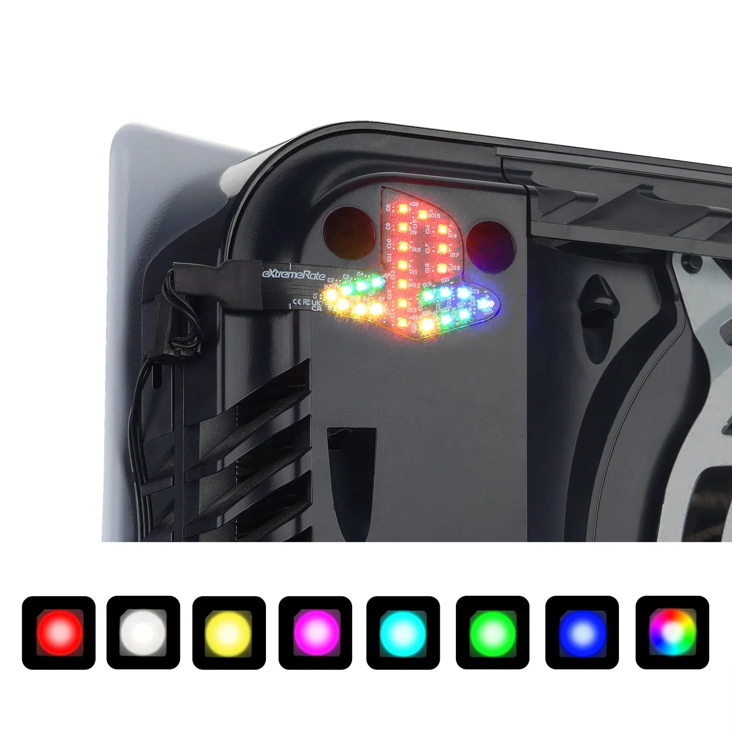 eXtremeRate RGB LED Kit for PS5 (CFI-1 Series) – Rainbow Logo with 40 Effects for Disc & Digital Edition Console