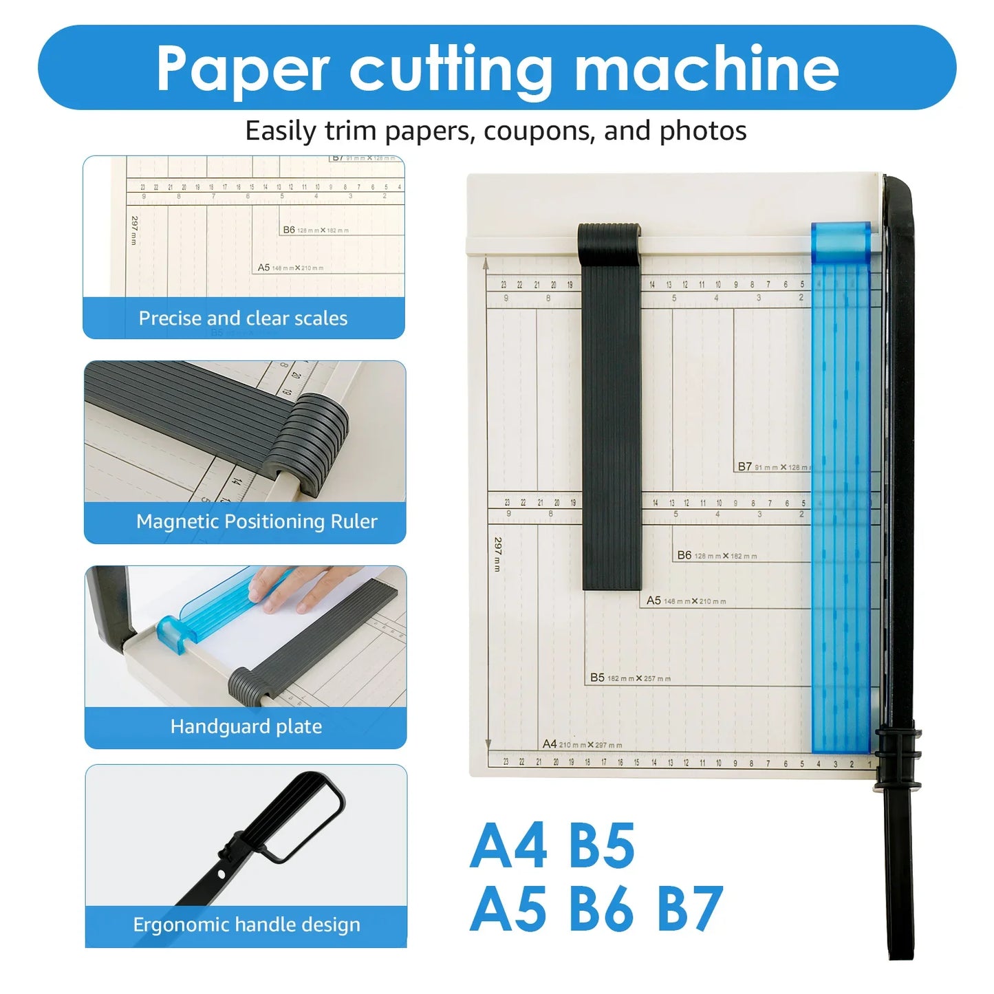 Guillotine Paper Cutter — Accurate DIY Paper Slicer with Safety Guard & Blade Lock, 12-Sheet Capacity