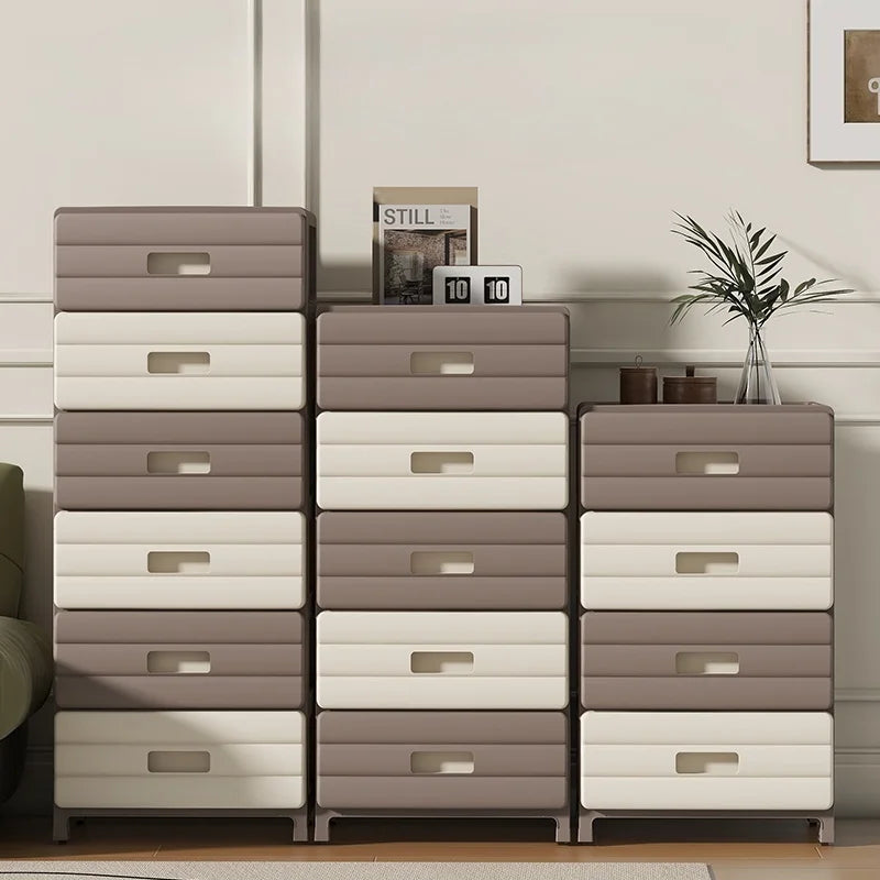 13.78" Wide Rolling Drawer Storage Cabinet — 3-6 Tier Mobile Organizer with Wheels, Gray or Brown for Living Room & Bedroom