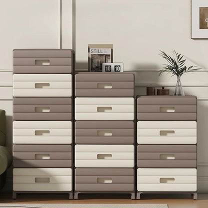 13.78" Wide Rolling Drawer Storage Cabinet — 3-6 Tier Mobile Organizer with Wheels, Gray or Brown for Living Room & Bedroom