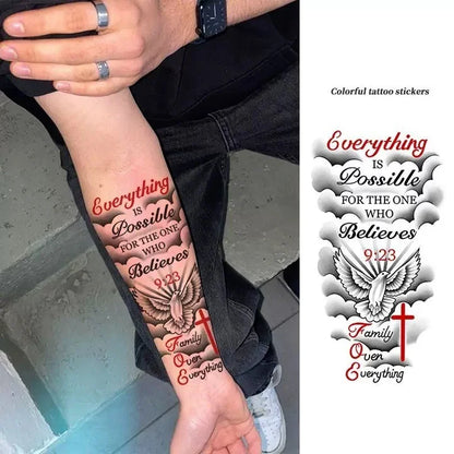 Anything Is Possible Temporary Tattoo - Waterproof Inspirational Letter Body Art Sticker for Men