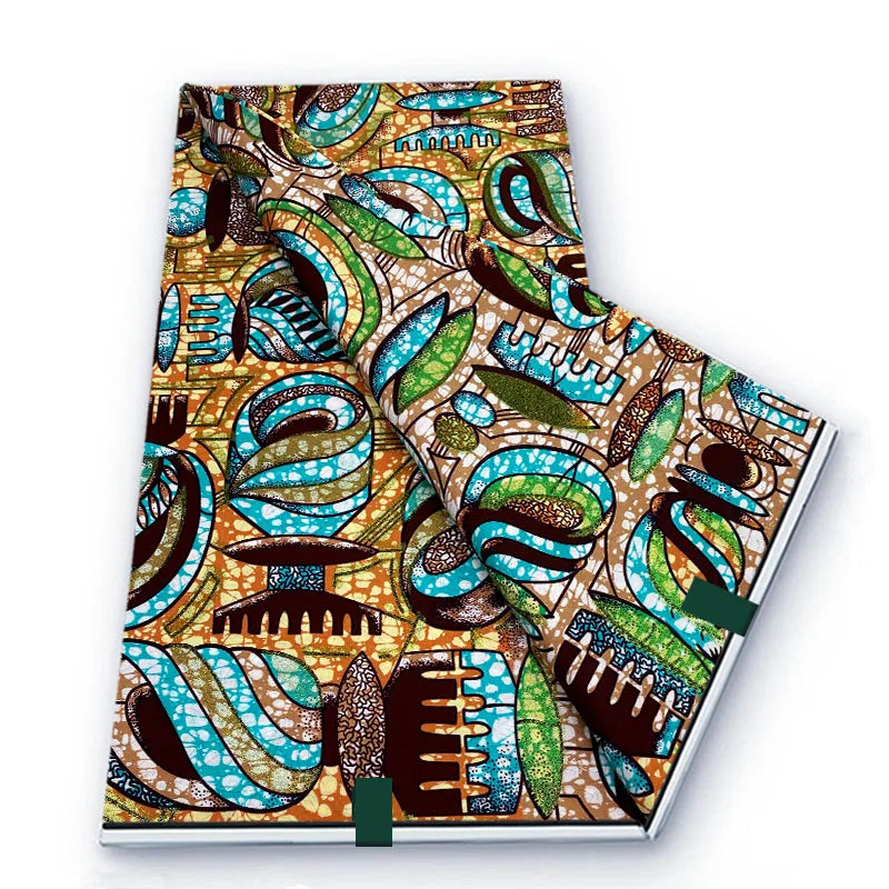 2026 African Real Wax Fabric - 100% Cotton Soft Ankara Batik Gold Print