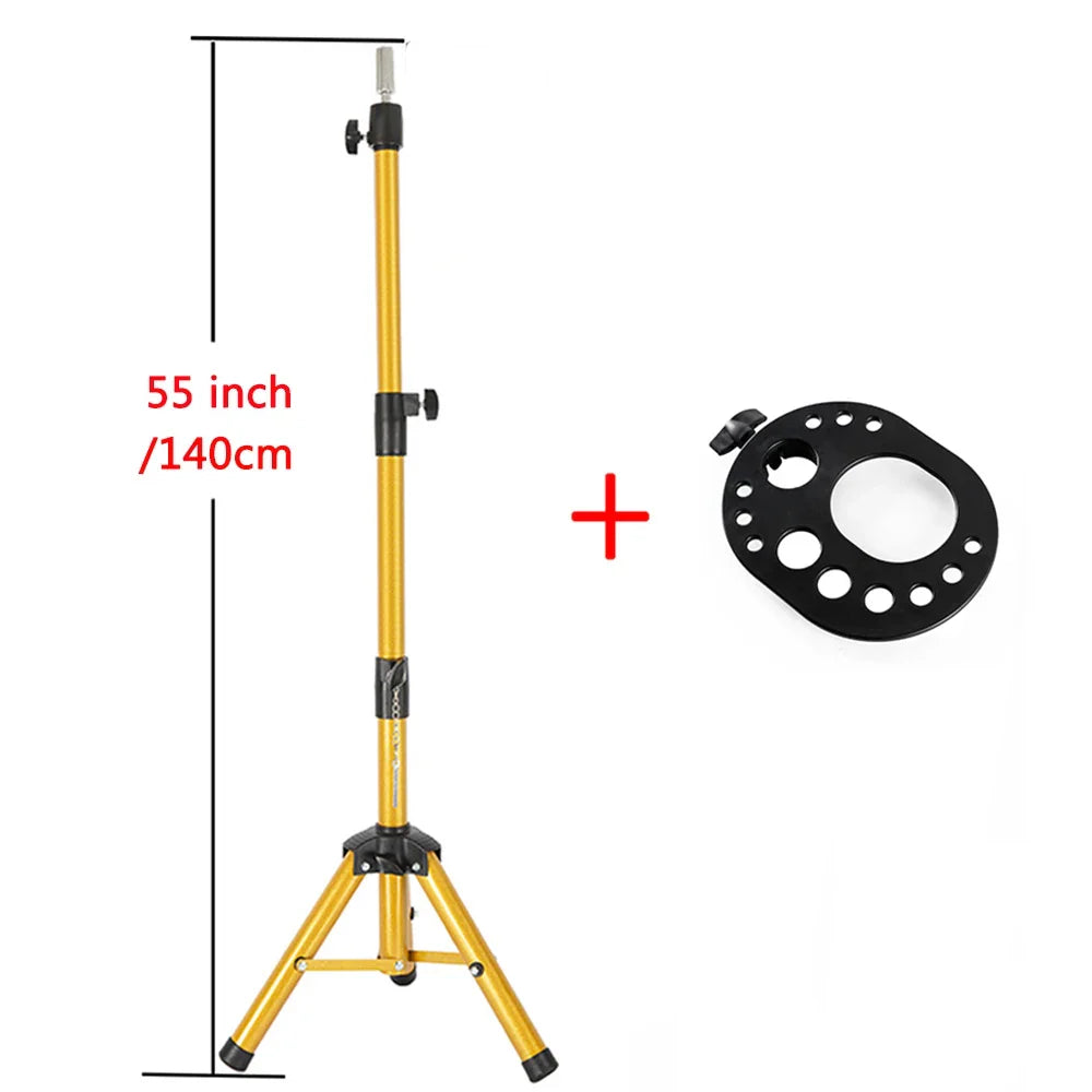 Multifunction Wig Stand — 3-Holder Tripod for Mannequin Heads, Training Dolls & Canvas Blocks