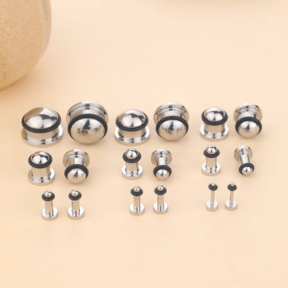 2PCS Stainless Steel Ear Plugs & Tunnels — 1.6-16mm Silver Ear Gauge Stretching Kit for Men & Women