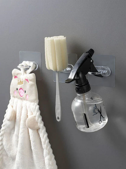 5/10PCS Transparent Ring Hooks – Perforation-Free Waterproof & Rust-Resistant Storage for Bathroom and Toilet Supplies