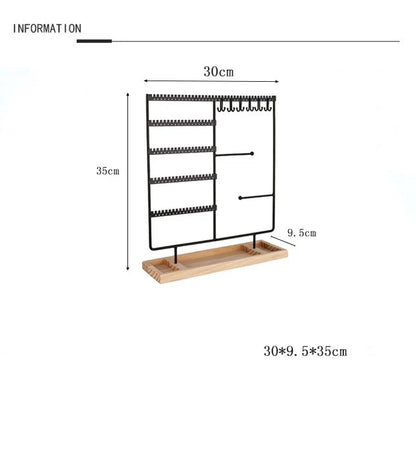 Multifunctional Jewelry Display Rack - Detachable Wooden Base Organizer for Earrings, Rings & Necklaces