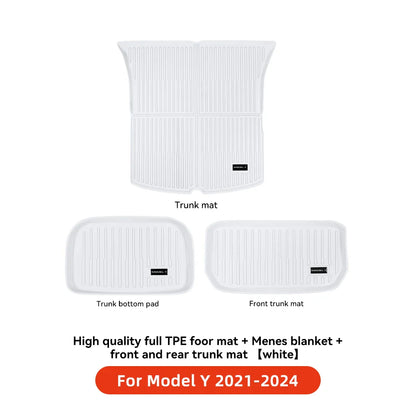 YZ TPE White Foot Pad — Fully-Surrounded Floor Liner for Tesla Model 3 & Model Y (2021–2025) | Waterproof, Non-Slip