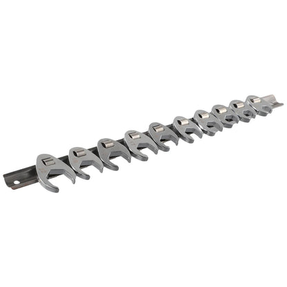 10pcs 3/8" Drive Crowfoot Wrench Set — 10-22mm Metric Open-End Spanners for Torque Wrenches