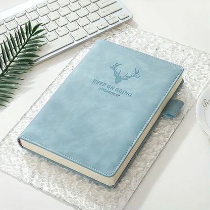 A5 Thickened Deer Head Notebook – Business PU Soft Leather Notepad with Horizontal Lines, School & Office Stationery Supplies
