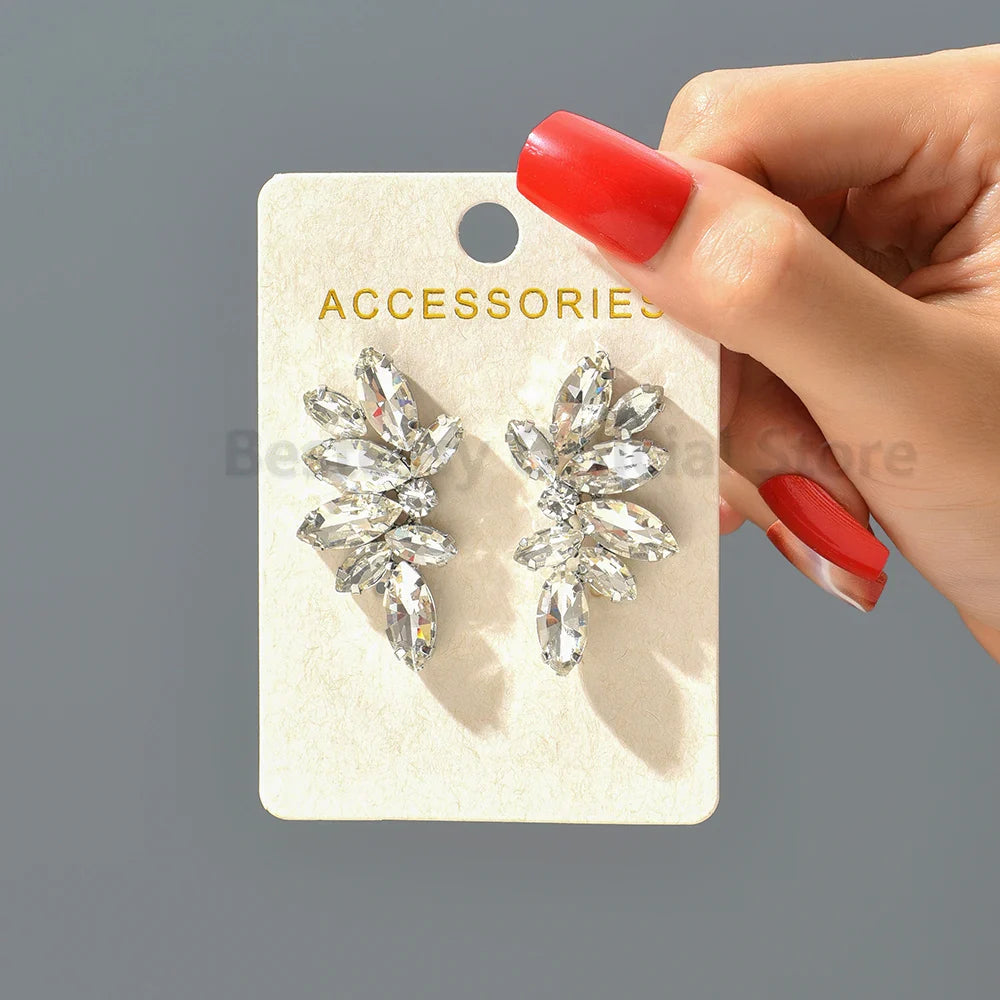 2025 Luxury Green Rhinestone Earrings – Vintage Geometric Wing Statement Jewelry for Women