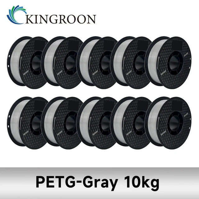 KINGROON 10KG PLA/ABS/PETG Filament 1.75mm – 10 Rolls Black, White, Gray for 3D Printing