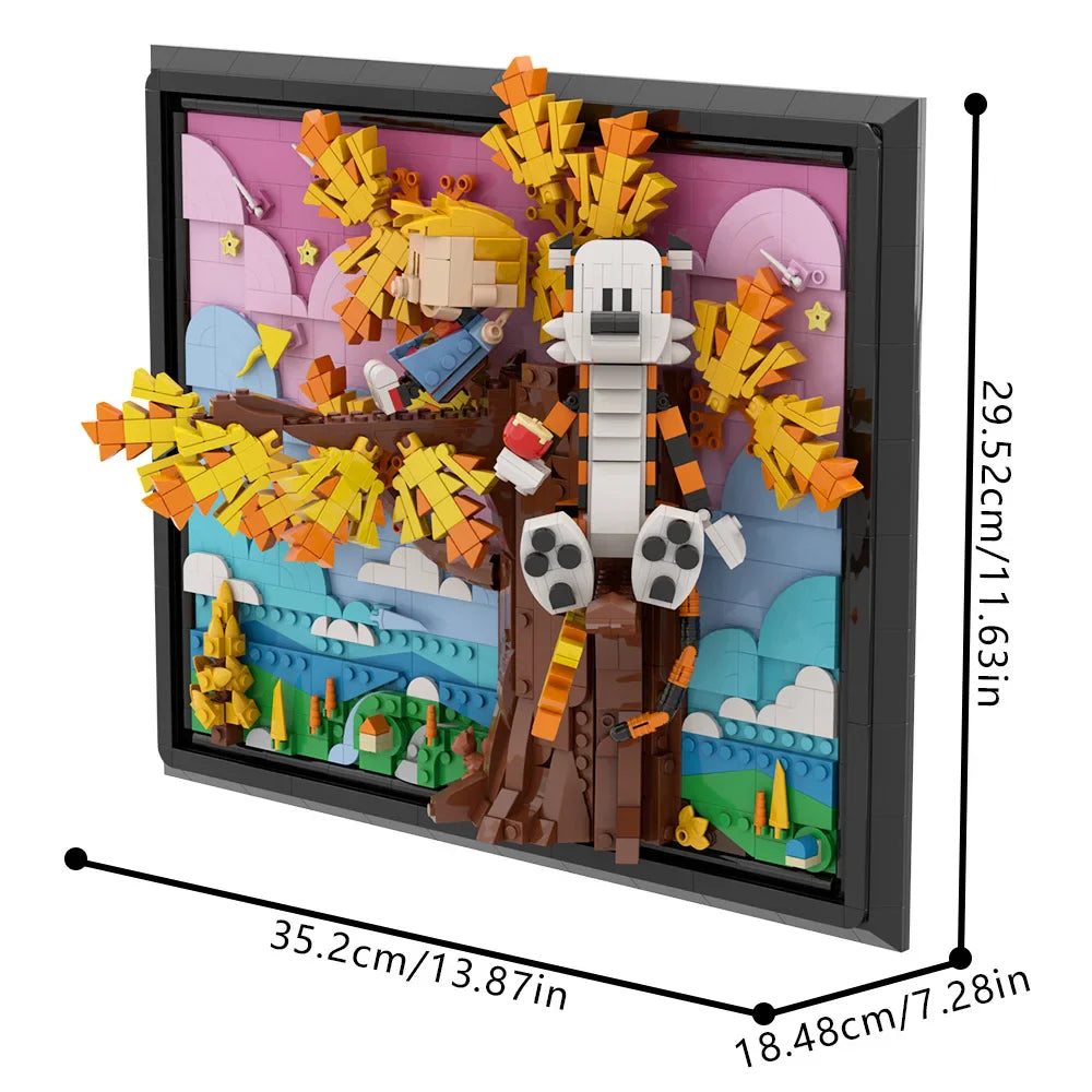 Gobricks MOC Calvin and Hobbes Building Block Set – Classic Comic Cartoon Tiger Model Toy Gift for Kids