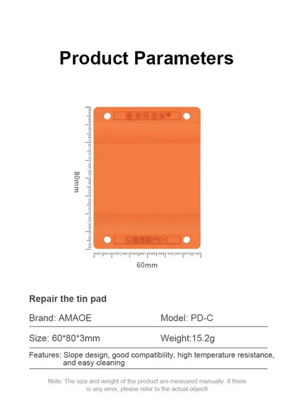 AMAOE PD-C Universal Planting Tin Pad Set – High-Temperature Resistant Insulation Silicone Mat for Mobile Phone Repair