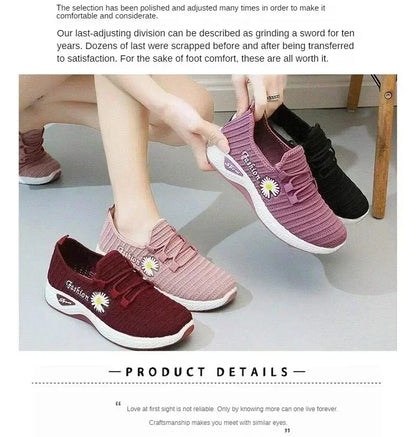 Women's Fashion Sports Shoes – Breathable Mesh, Soft Thick Sole, Lightweight Casual Trendy Coconut Sneakers