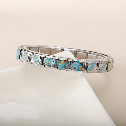 Hapiship 2025 Nurse Injection Charms — Italian 9mm Stainless Steel Bracelet Jewelry DJ1836-C