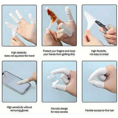 100PCS Disposable Finger Cots – Powder-Free Anti-Slip Latex Finger Protectors for Beauty, Tattoo & Hairdressing Use