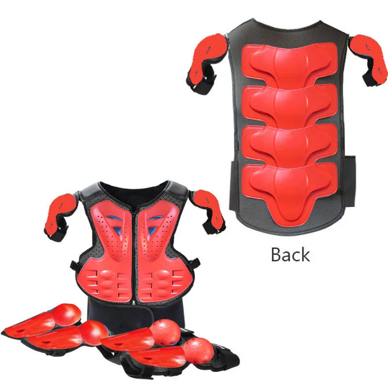 Kids Motocross Body Armor Vest – Chest, Spine & Knee Protection Gear for Boys & Girls (Height 0.85–1.7m)