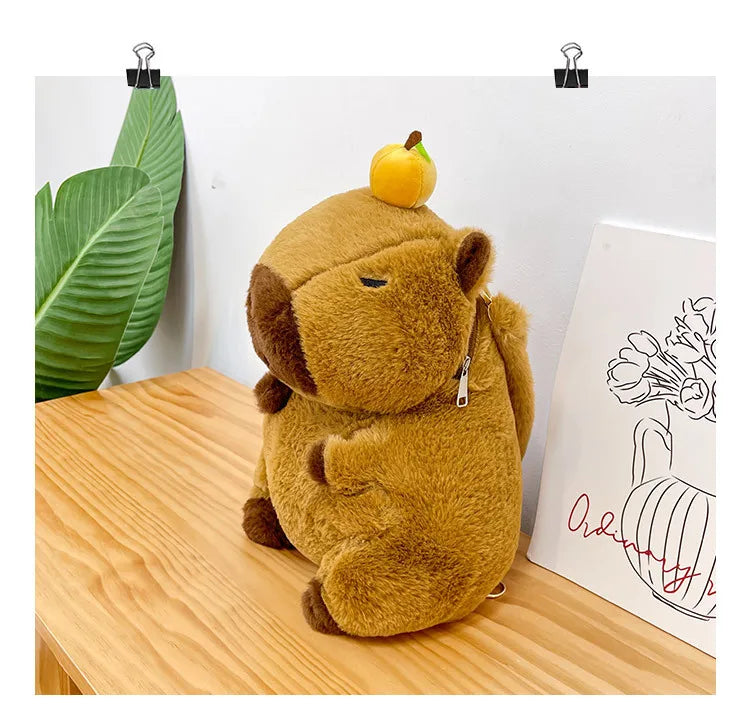 Kawaii Capybara Plushie Backpack - Mini Fur Doll Shoulder Bag for Children & Gift for Girlfriend