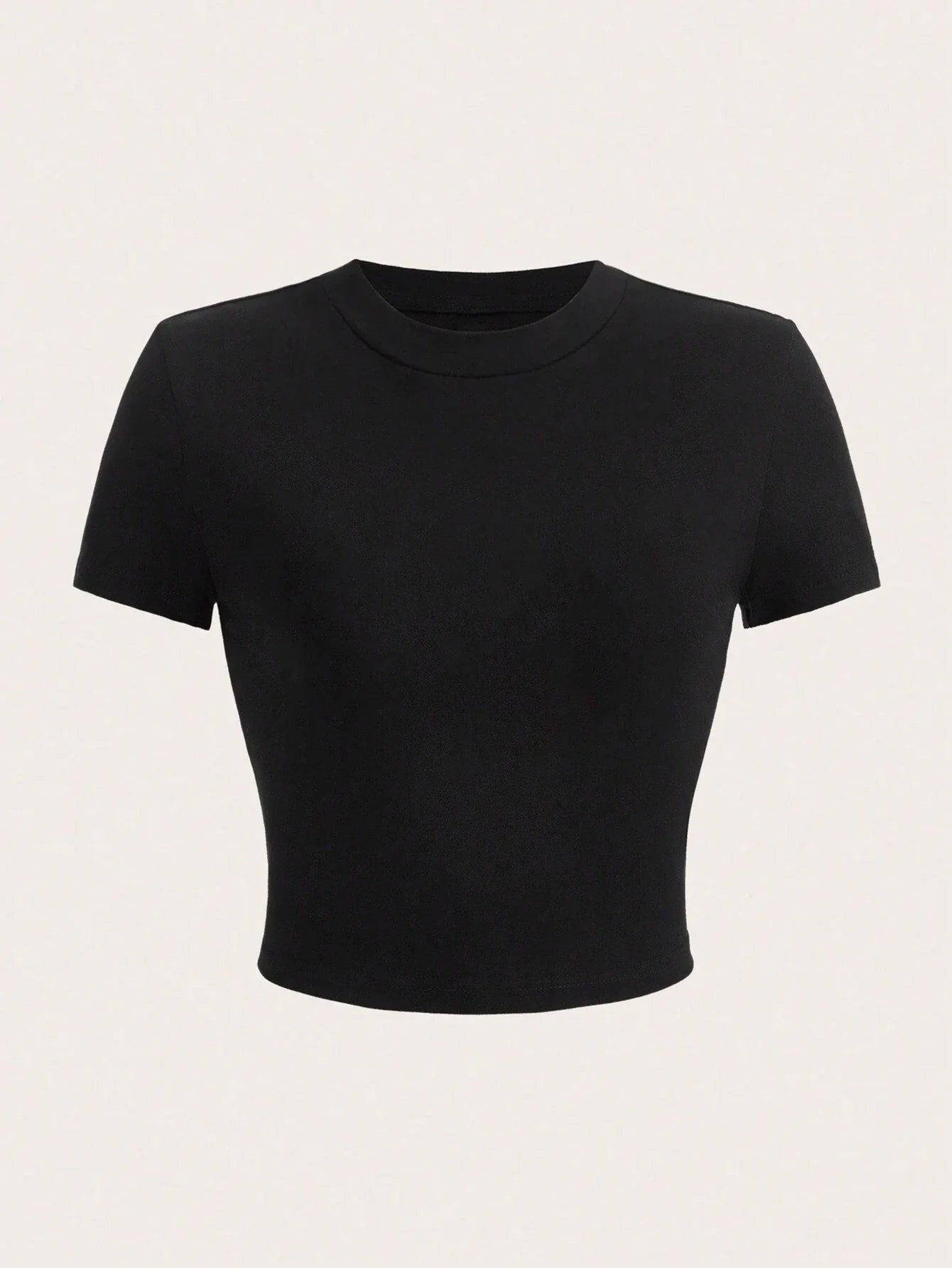 Y2K Women’s Solid Cotton Crop Top – Short Sleeve, High-Elastic O-Neck T-Shirt for Summer Streetwear & Sporty Fashion