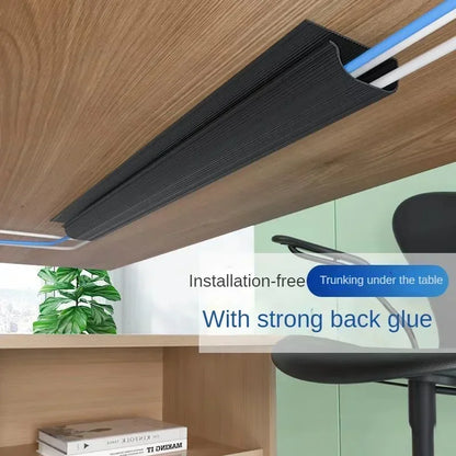 Under Desk Cable Management Tray – No-Drill Channel Raceway Cord Hider for Organized Workspace