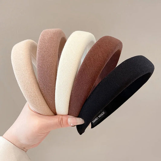Fashion Solid Color Hair Bands for Girls – Vintage Elastic Sponge Hairbands, Korean Hair Hoop, Hair Accessories for Women