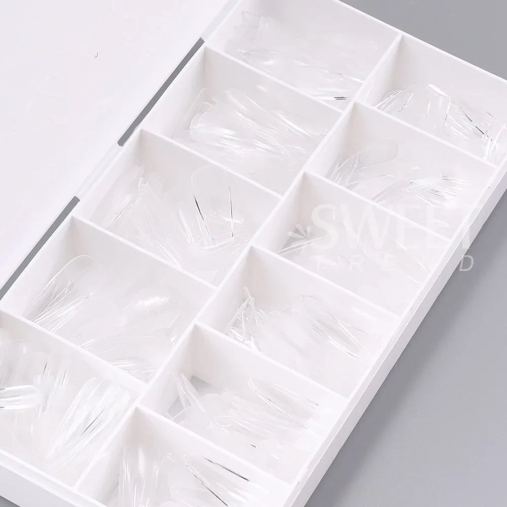 550pcs Soft Gel Nail Tips - Medium Short Almond & Coffin Full Cover Press On Nail Extension Kit